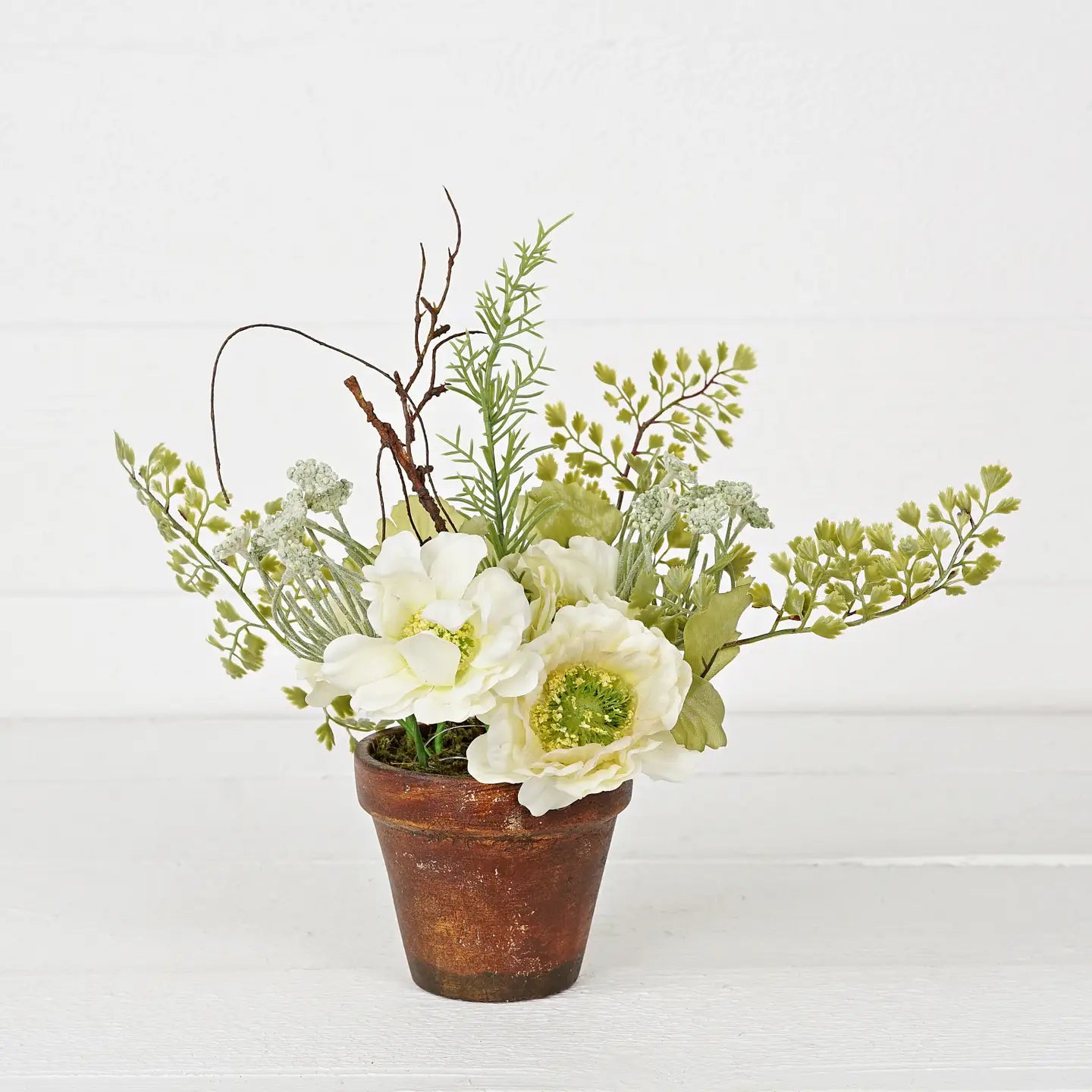 Cosmos and Poppies with Greenery Pot