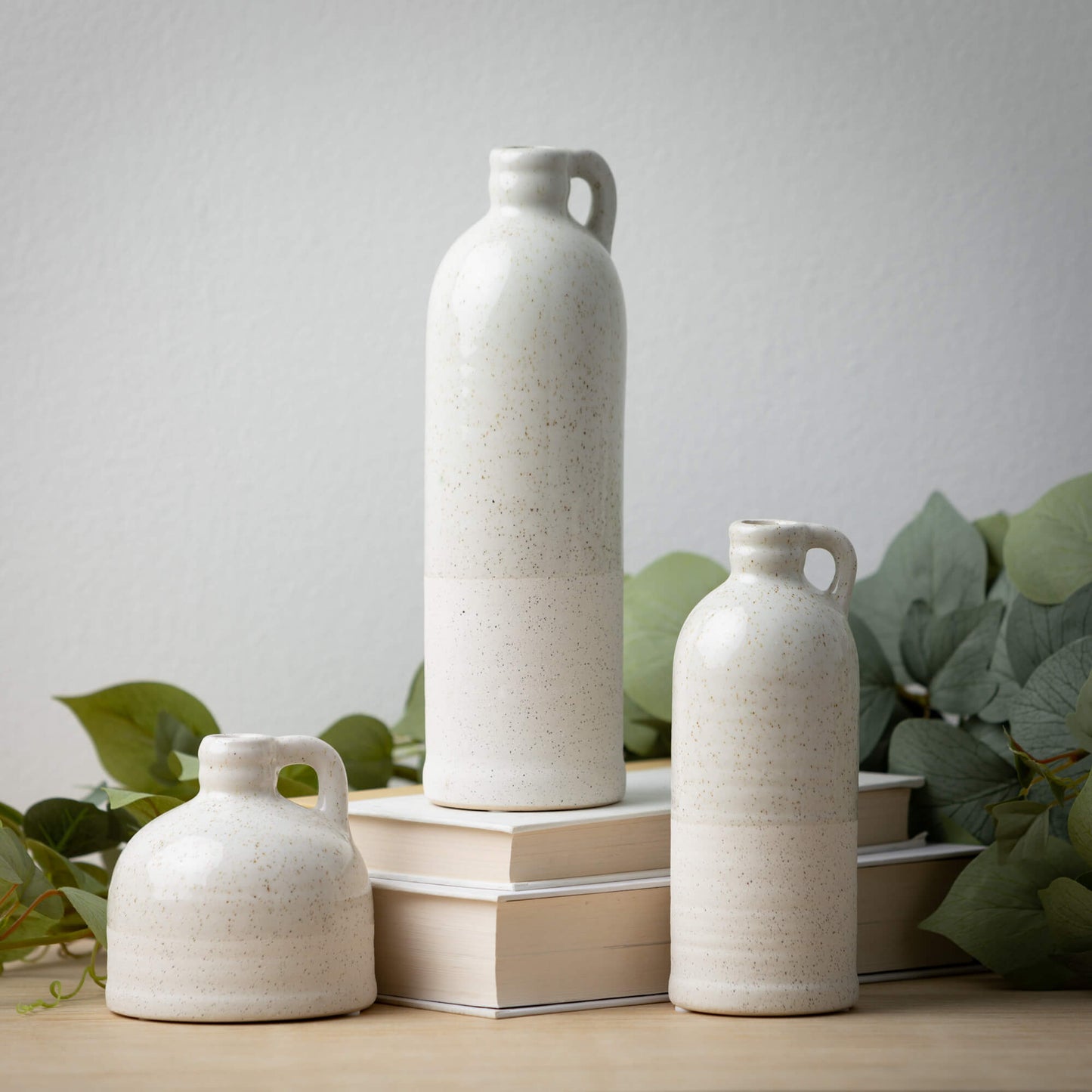 White Handled Bottle Vase