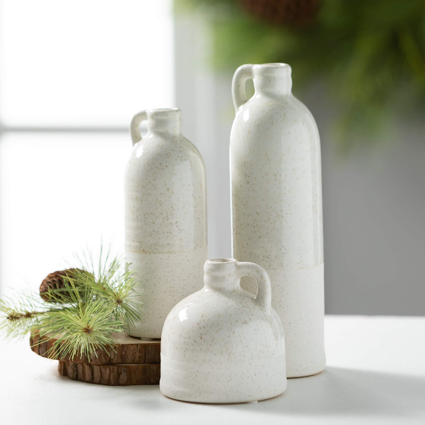 White Handled Bottle Vase