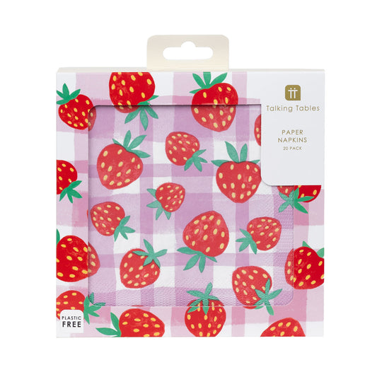 Paper Napkins, Strawberry Gingham