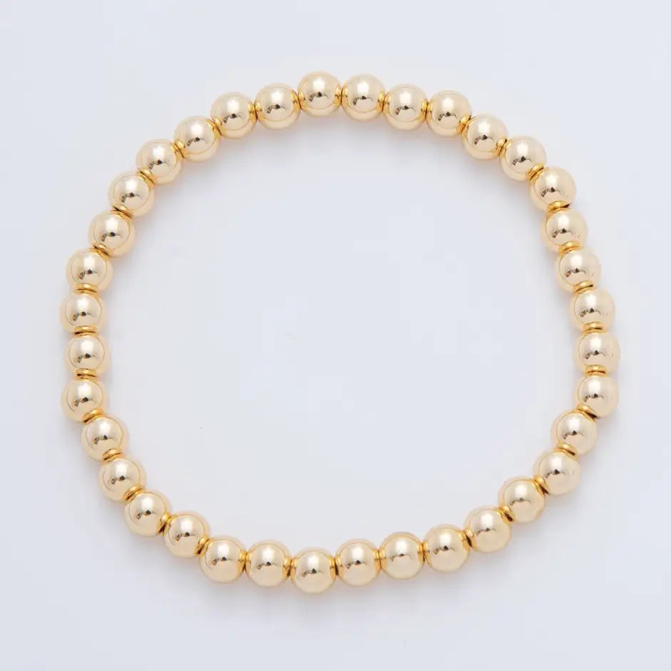 Gold Filled Ball Stretch Bracelet, 5mm. 6.25"