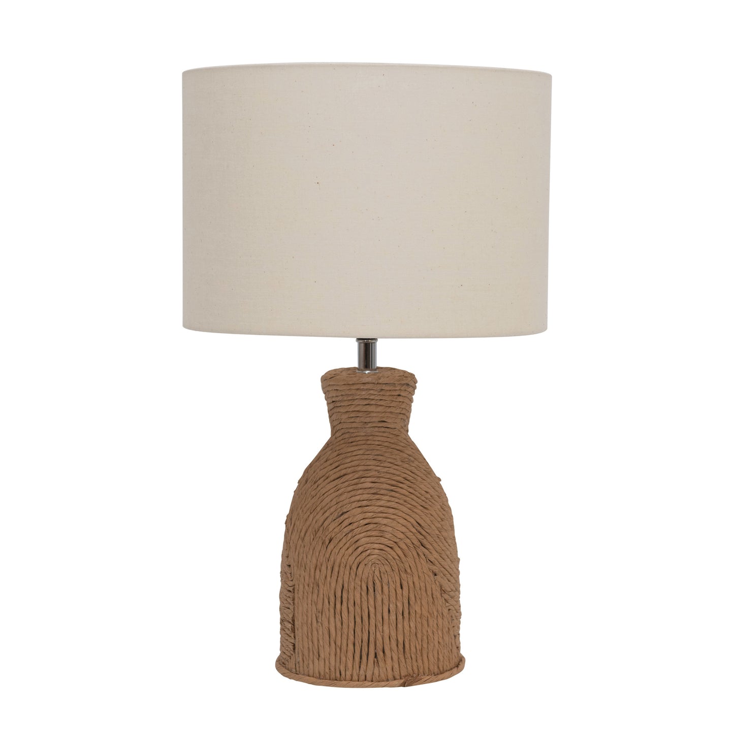 Lamp, Round Fiber Rope Table w Cotton Shade