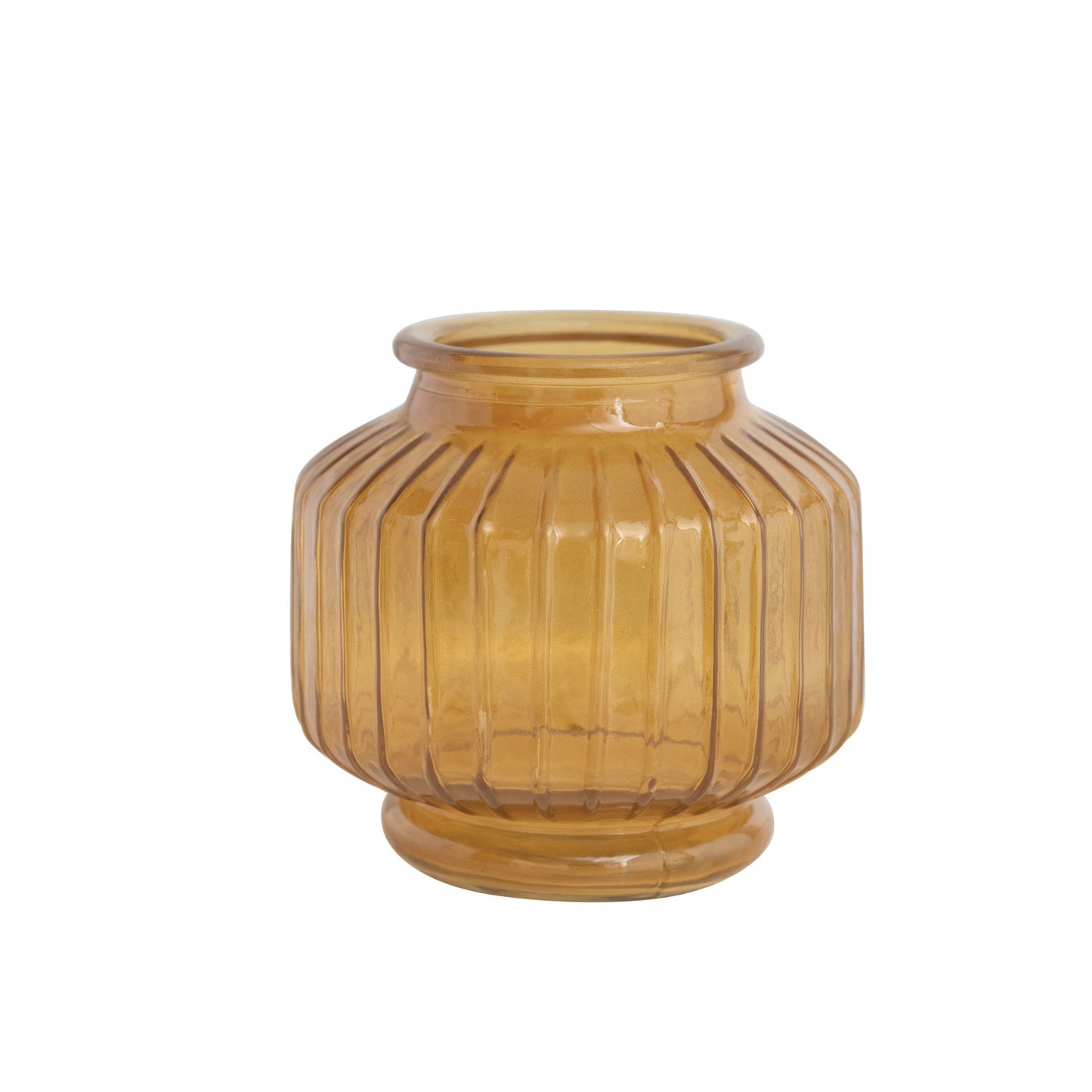Pleated Glass Vase, Amber Color