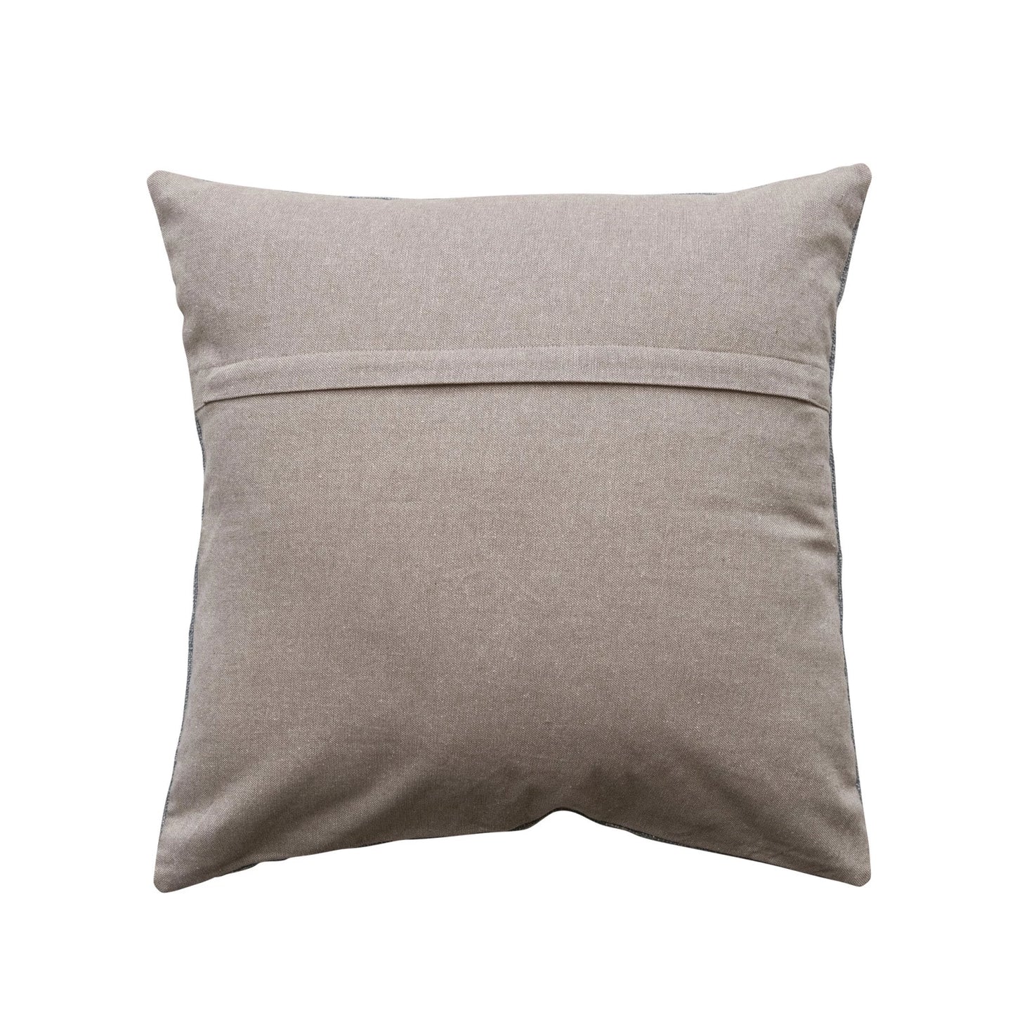 Square Cotton Slub Tufted Pillow w/ Damask Pattern