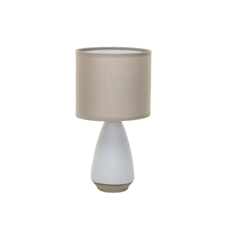 Lamp, Coarse Stoneware w/ Linen Shade
