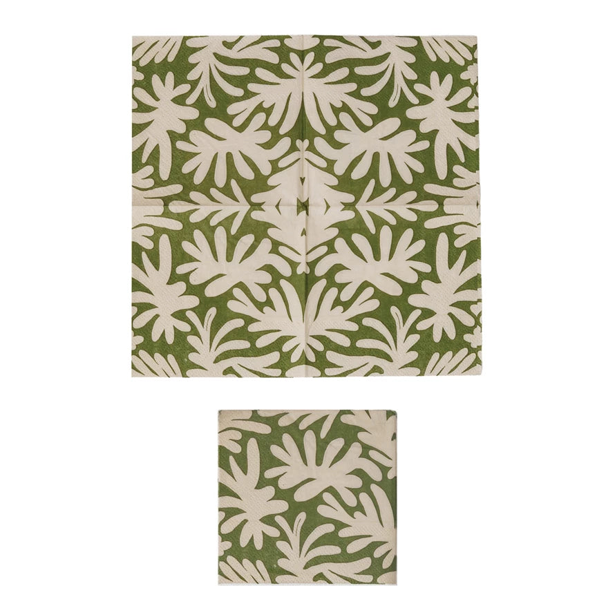 Paper Cocktail Napkins w/ Abstract Leaf Design