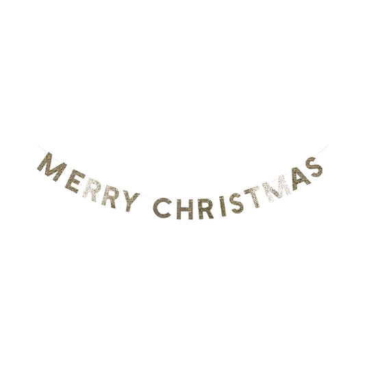 Chunky Gold Glitter Merry Christmas Banner
