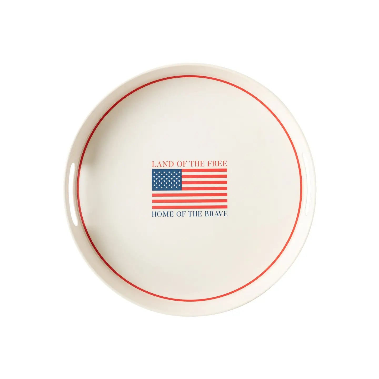Reusable Bamboo Round Serving Tray "Land of the Brave"
