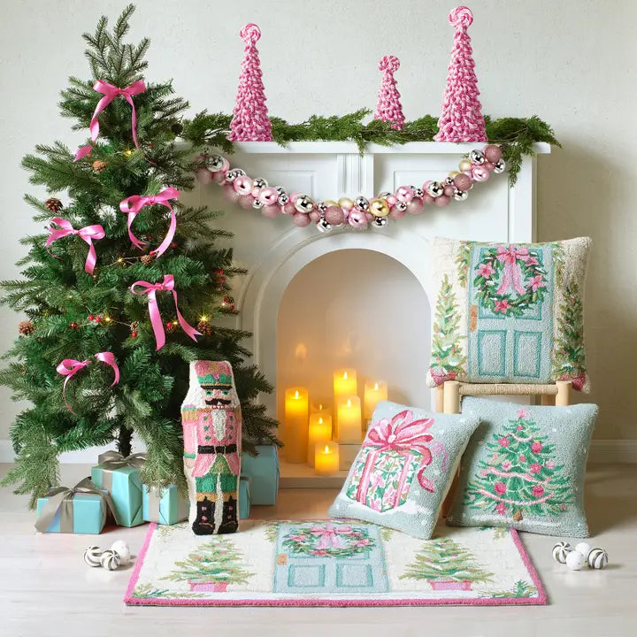 Holiday Pillow, Shaped Pink Nutcracker Hook