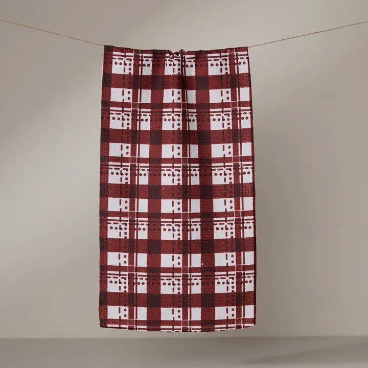Geometry "Cranberry Plaid" Bar Towel (Pre-Order)
