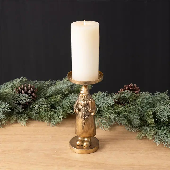 Candle Holder - Gold Santa Figure (Pre-Order)