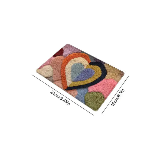 Plush Heart Pattern Entrance Mat