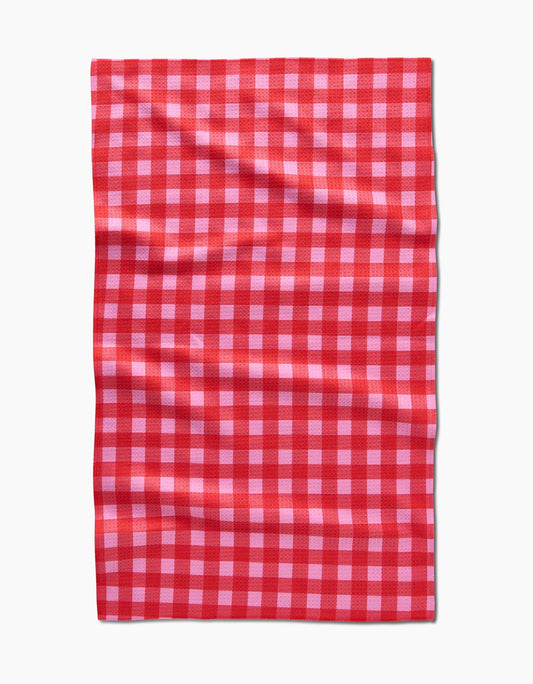 Geometry "Cherry Gingham" Tea Towel