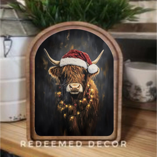 Framed Art "Arch Top Christmas Highland"