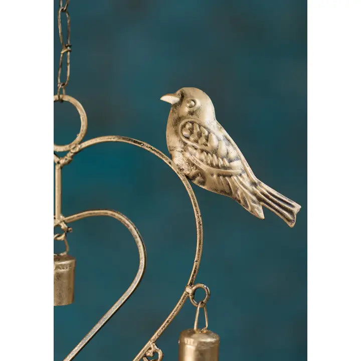Heart Windchime with Birds & Bells