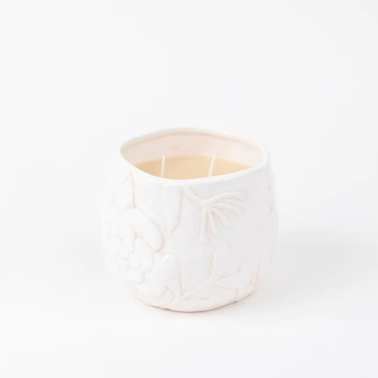 Candle, Sweet Grace in Etched Ceramic with Floral #057