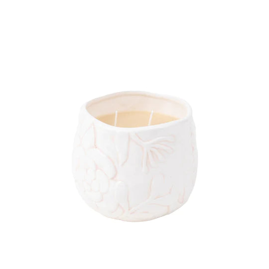 Candle, Sweet Grace in Etched Ceramic with Floral #057