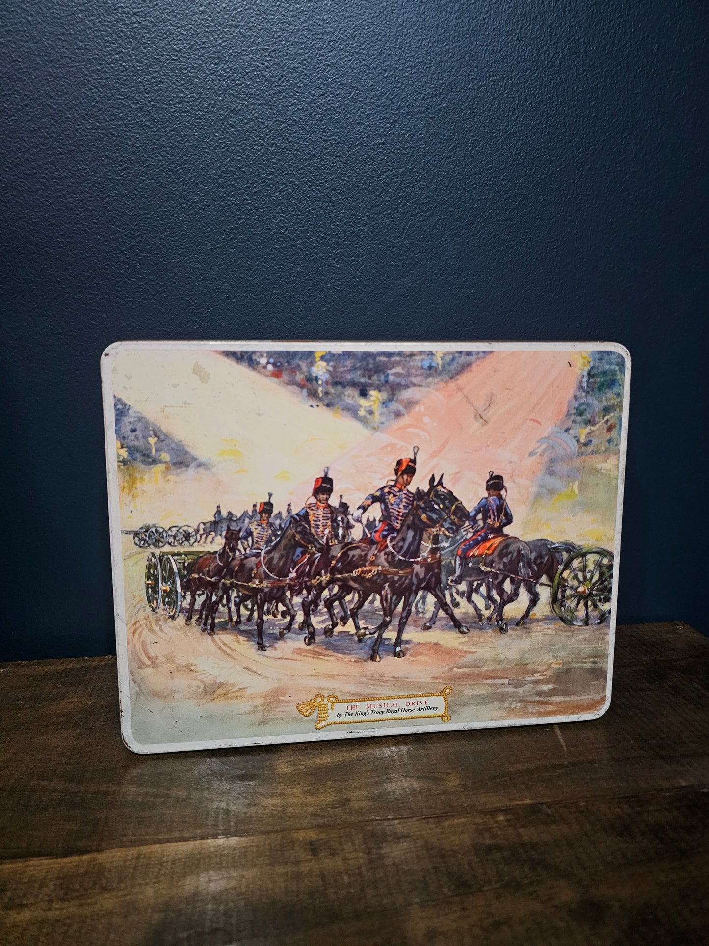 Vintage TIn, 1940s Huntley & Palmer Biscuit Tin, King's Troop Royal Artillery