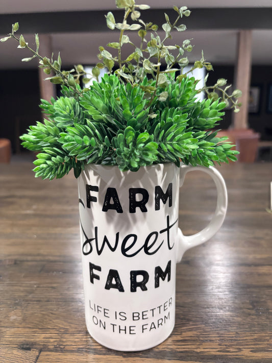 Succulent Mug Vase "Farm Sweet Farm"