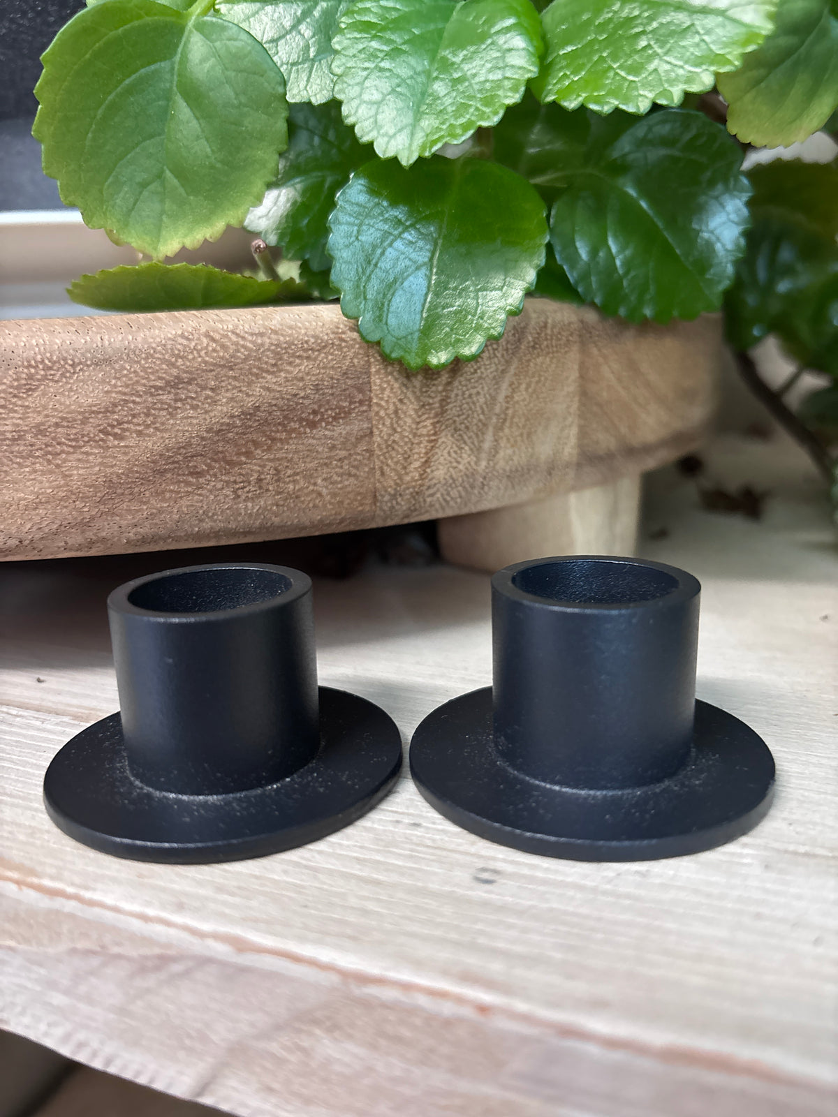 Matte Black Iron Taper Candle Holder