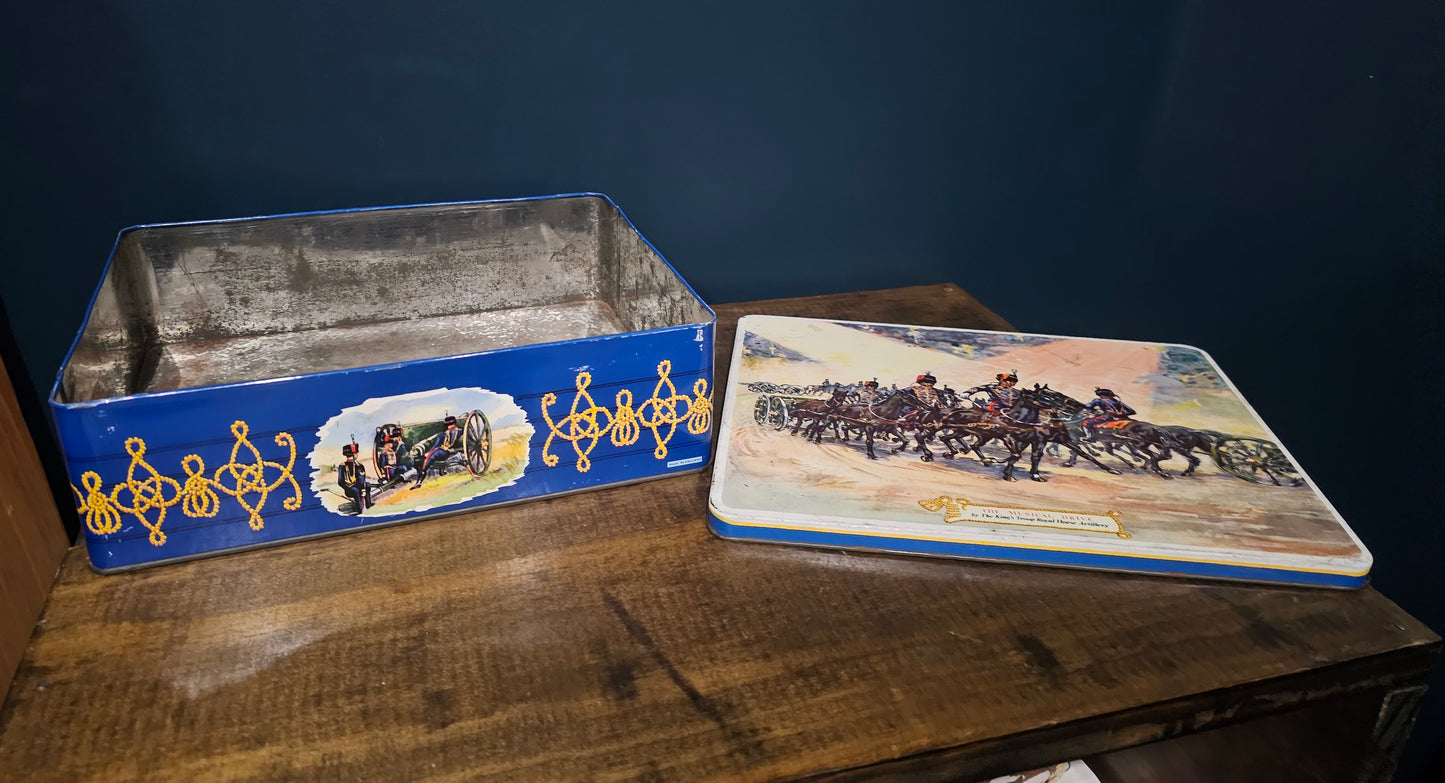 Vintage TIn, 1940s Huntley & Palmer Biscuit Tin, King's Troop Royal Artillery