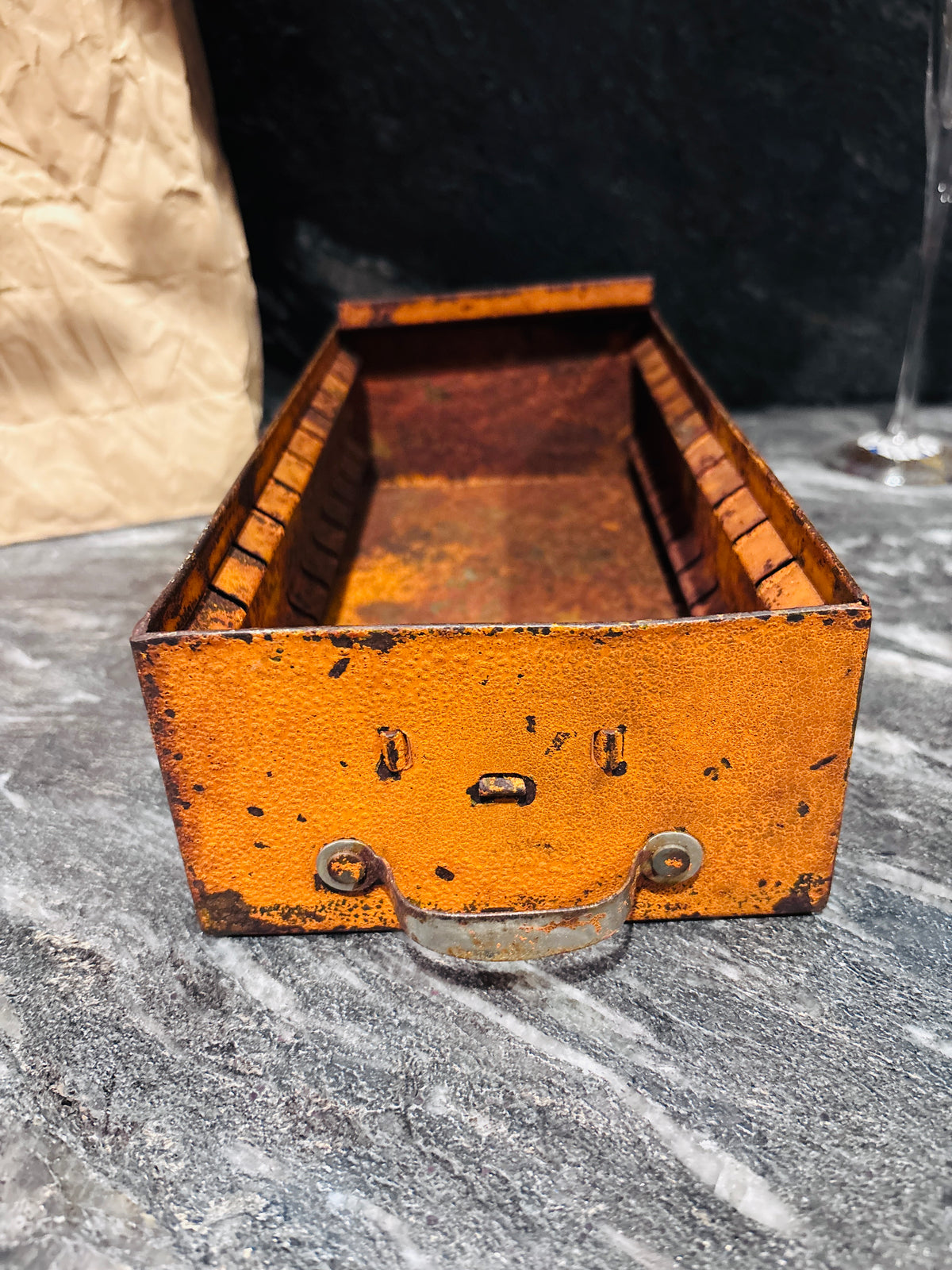 Rustic Orange Cabinet Drawer