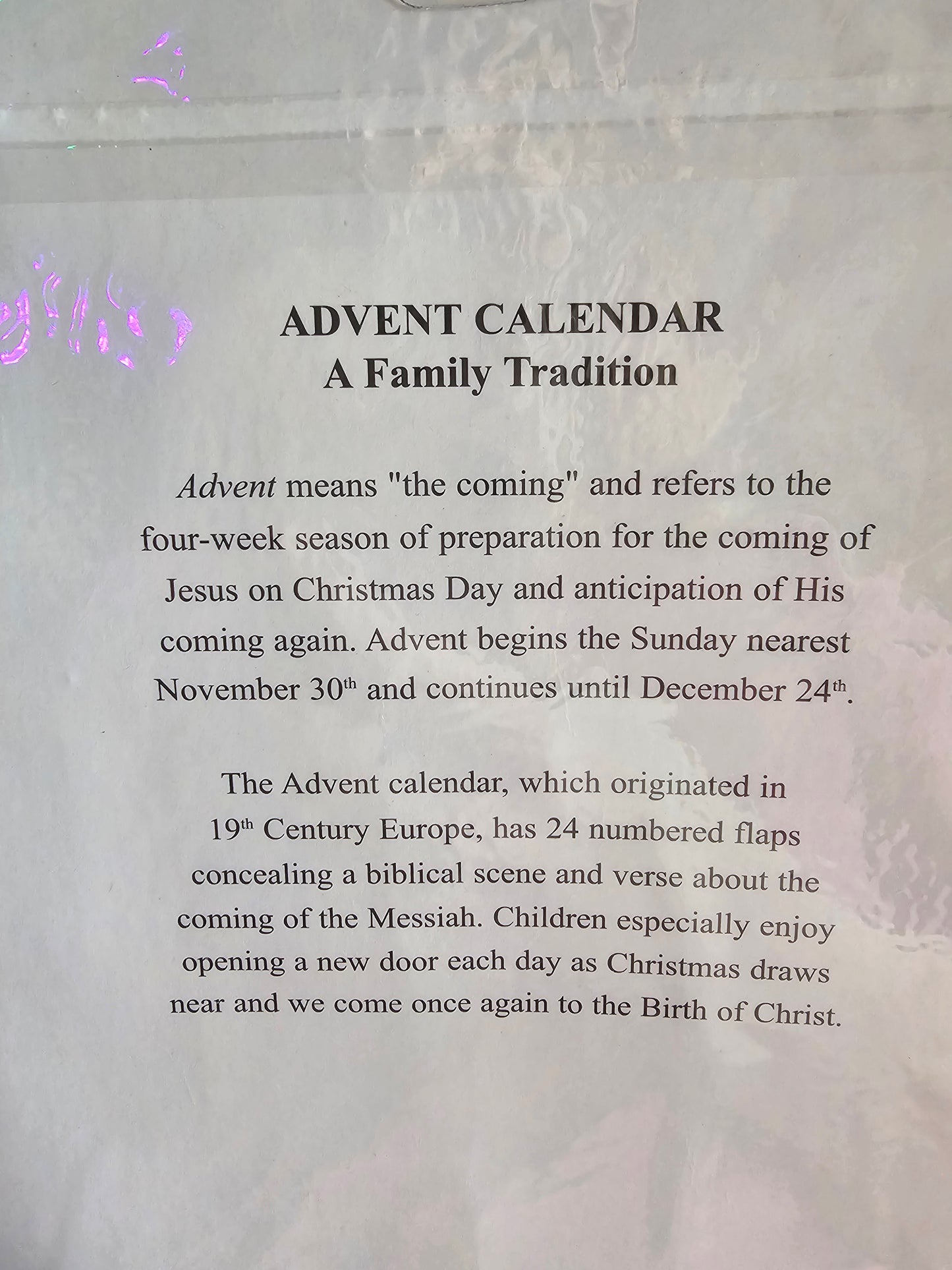 Advent Calendar, Adoring Santa