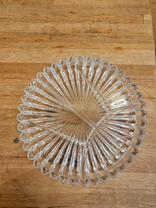 Vintage Heisey Crystolite Clear Glass Oval 5 Part Relish Dish