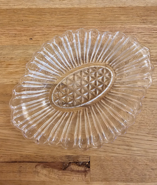 Vintage Anchor Hocking Clear Glass Oval Candy Dish
