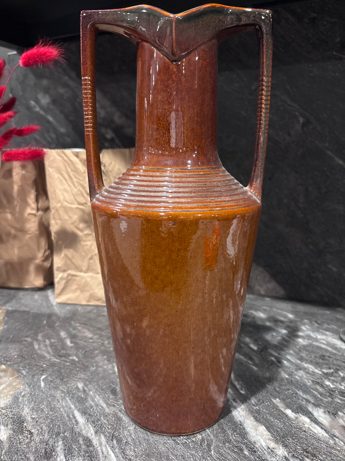 Vintage Vase, 1920s Grecian Amphora Egyptian Revival, Czech 1920s