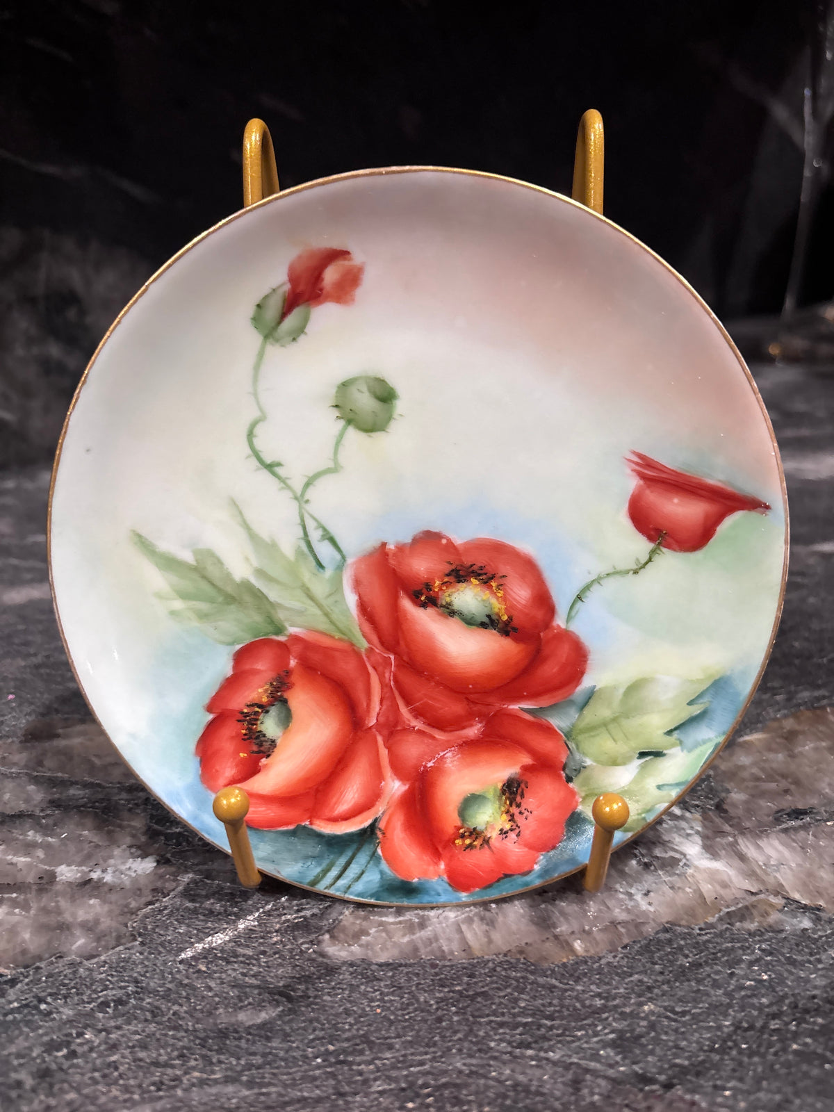 Vintage Plate, Poppies