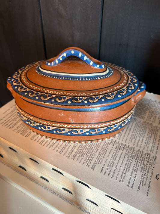 Mexican Red Clay Cooker with Waves