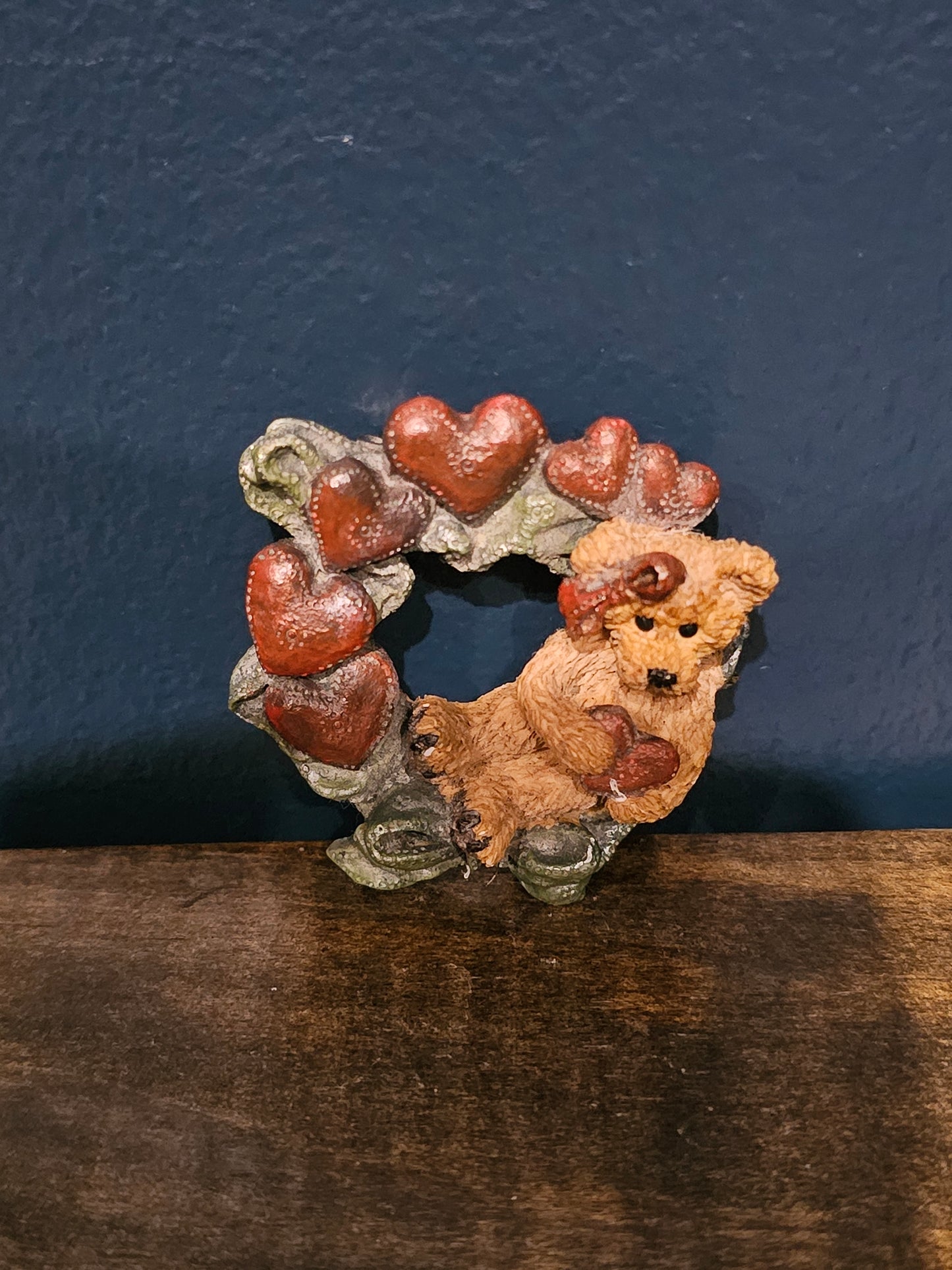 Vintage Brooch, 1990s Boyds Bears Simone in Heart Wreath