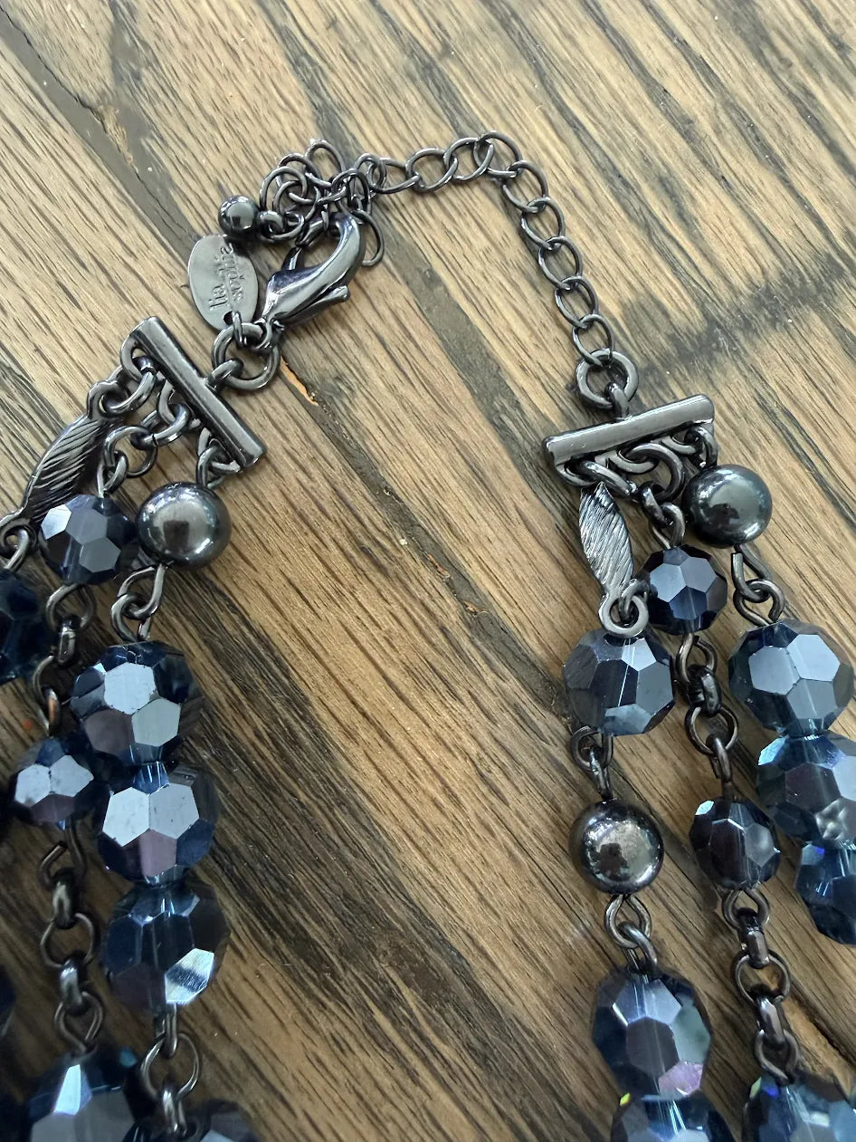 Lia Sophia Steel Blue Beaded Layered Chains Necklace, 18"-20"
