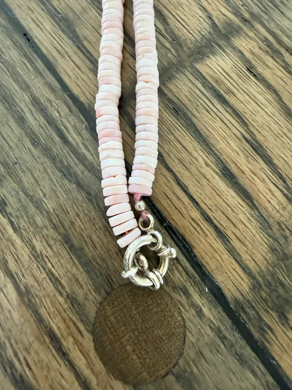 Light Pink Opal Necklace with Sterling Silver Enhancer Clasp, 24"