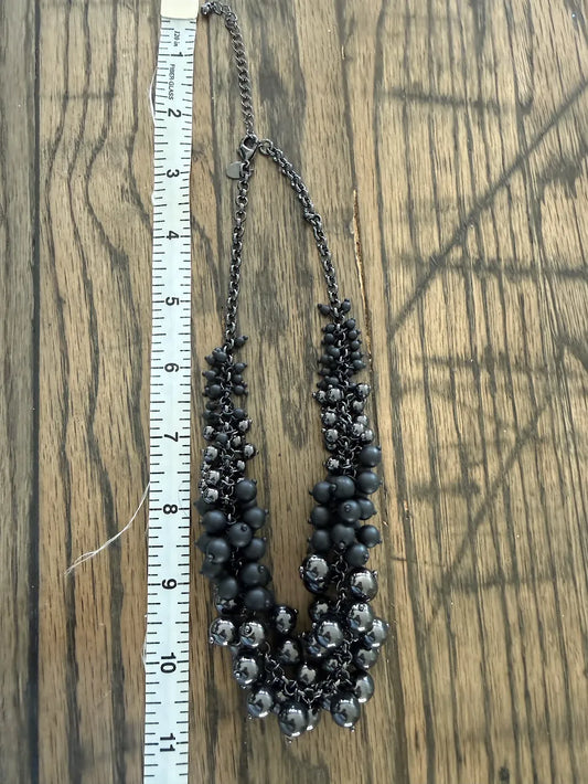 Lia Sophia Black Beaded Cluster Statement Bib Adjustable Necklace, 18"-20"