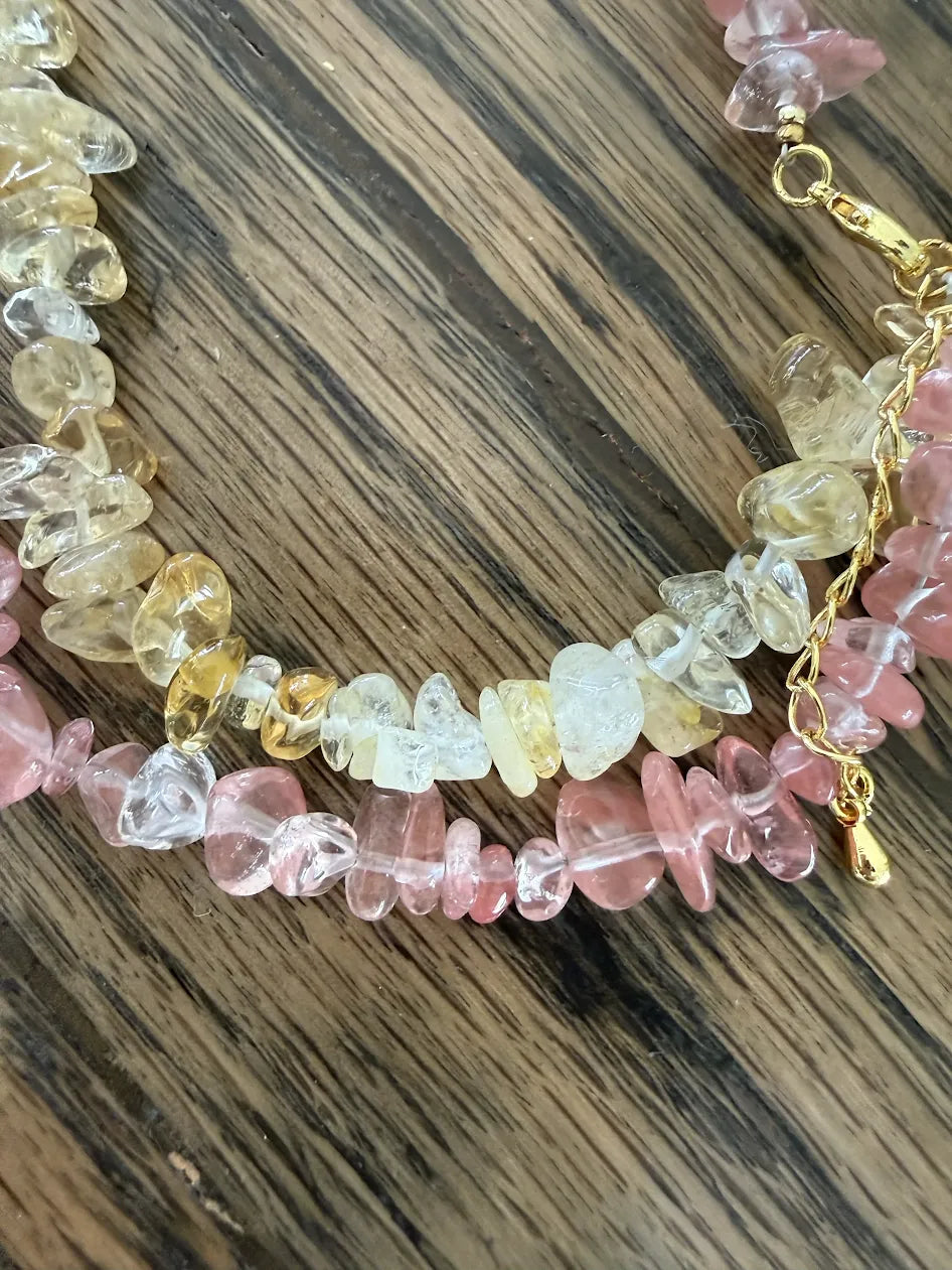 Natural Gem Adjustable Necklace, 16"-18"