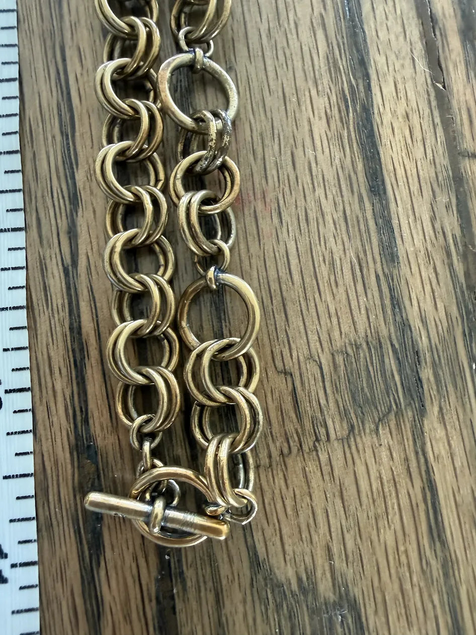 Double Chain Link Necklace with Toggle Clasp, 22"