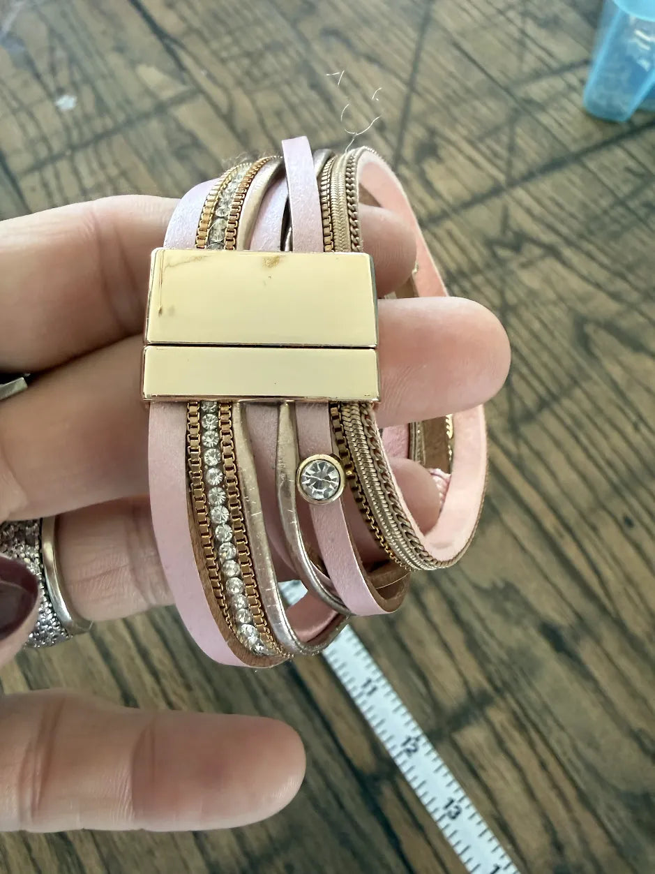 Pink and Gold Boho Wrap Bracelet