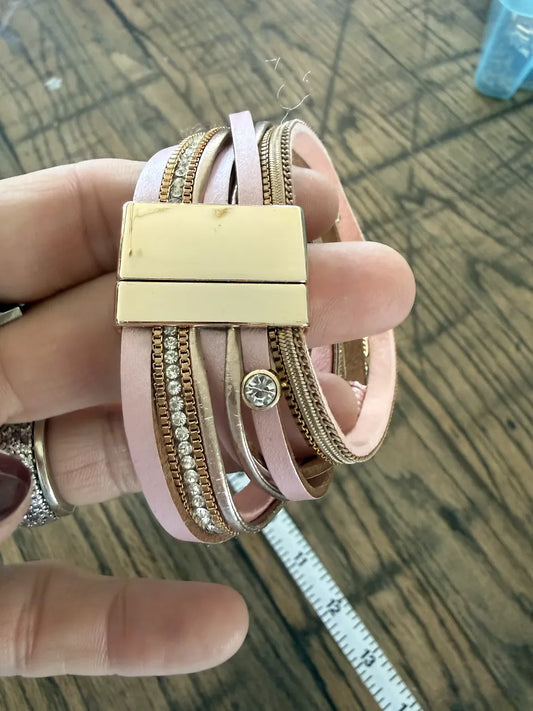 Pink and Gold Boho Wrap Bracelet