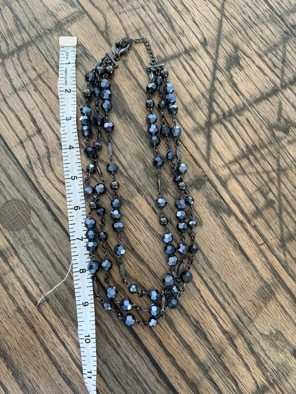 Lia Sophia Steel Blue Beaded Layered Chains Necklace, 18"-20"
