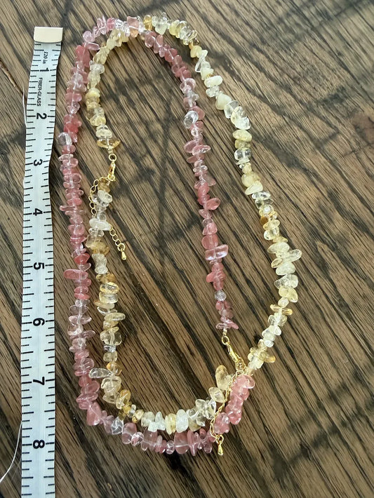 Natural Gem Adjustable Necklace, 16"-18"