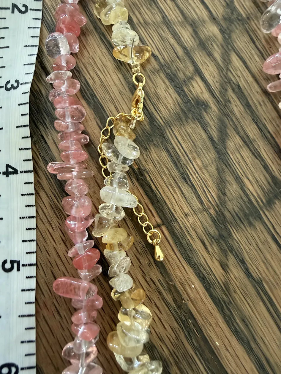 Natural Gem Adjustable Necklace, 16"-18"