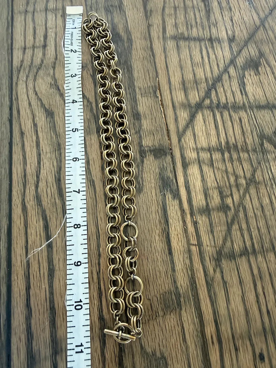 Double Chain Link Necklace with Toggle Clasp, 22"