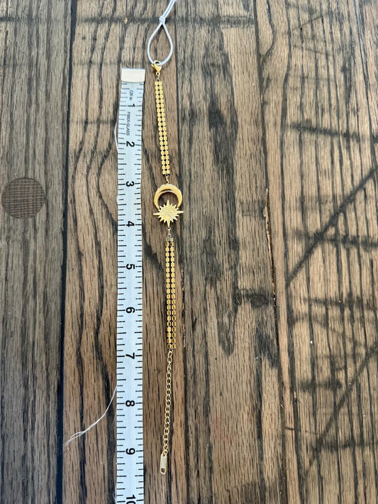 Moon and Sun Block Chain Adjustable Bracelet 7"-9"