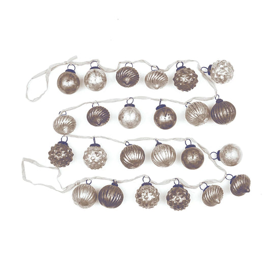 Embossed Mercury Ornament Garland, Taupe and Cream