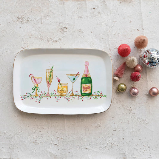 Stoneware Platter/Tray Holiday Cocktails