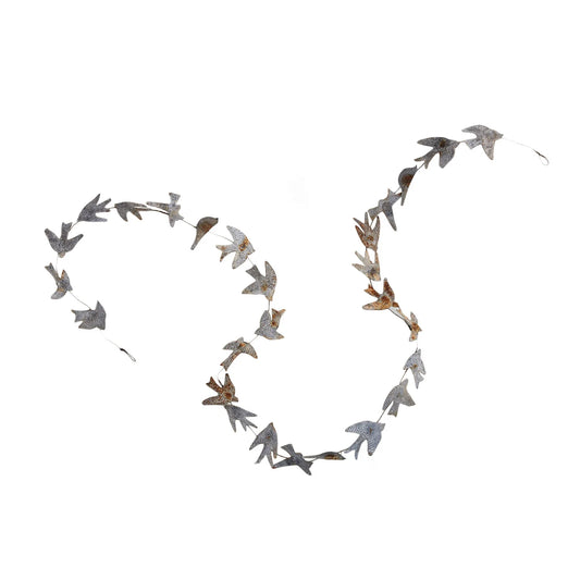 Garden Bird Garland, Distressed Zinc Finish