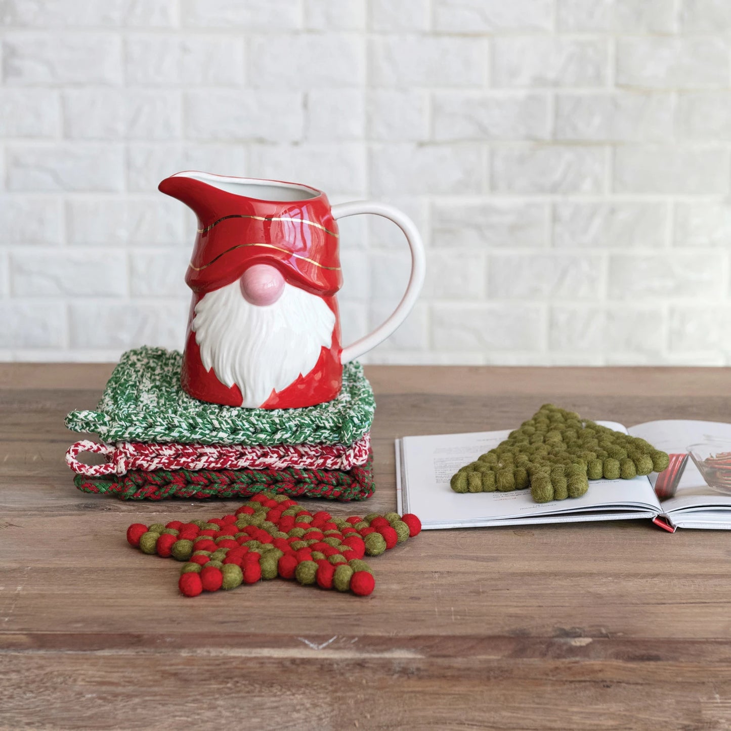 Cotton Crocheted Pot Holder, Reds and Greens