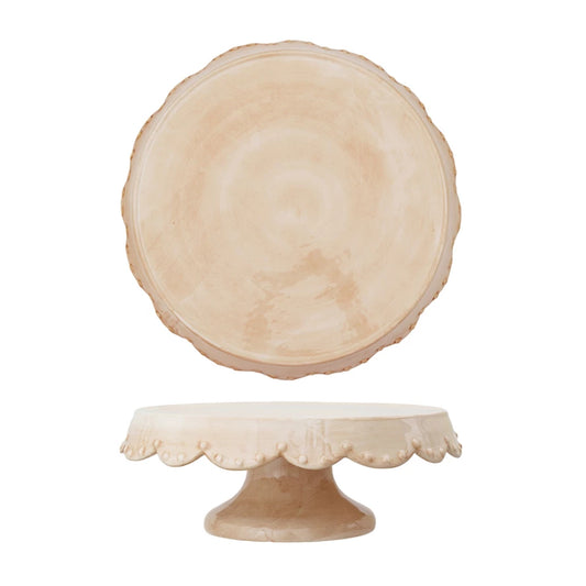 Pink Stoneware Cake Stand